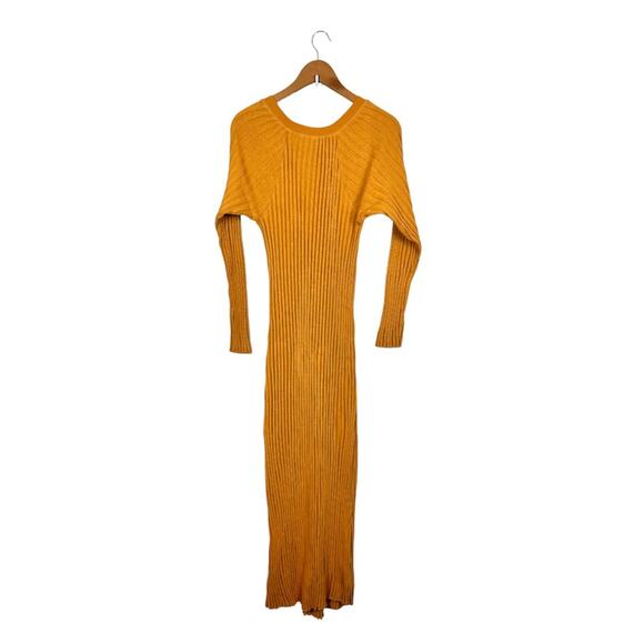 Free People Beach Walk About Ribbed Maxi Dress Size Small Cotton Mustard Yellow - Picture 7 of 10
